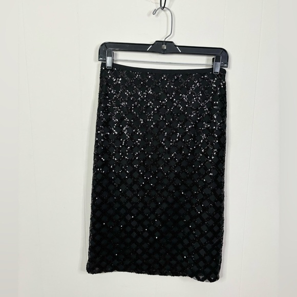 Ann Taylor black sequins midi skirt size 2 new - Picture 1 of 5